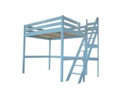 Lit Mezzanine Sylvia avec escalier de meunier bois, 90 x 200 cm