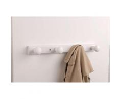 Patère à fixer en bois blanc, 4 crochets,