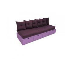 Banquette Prune cube + futon + coussins,
