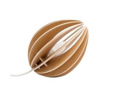 Fève - lampe à poser en chêne avec cordon textile,