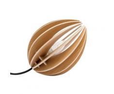 Fève - lampe à poser en chêne avec cordon textile,