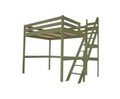 Lit Mezzanine Sylvia avec escalier de meunier bois, 120 x 200 cm