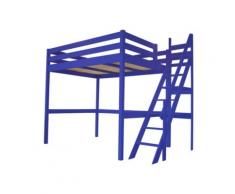 Lit Mezzanine Sylvia avec escalier de meunier bois, 120 x 200 cm