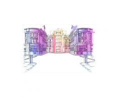 Papier peint illustration Pastel Street multicolore,