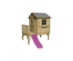 Maisonnette En Bois Alix Avec Toboggan Rose