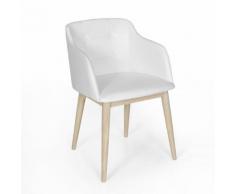 Cork Chaise capitonnée avec accoudoirs en simili cuir blanc Alinea Blanc