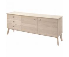 Buffet bas avec pieds compas coloris chêne clair Beige