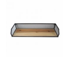 Étagère murale grillagée en bois et métal noir L67cm Noir, Naturelle