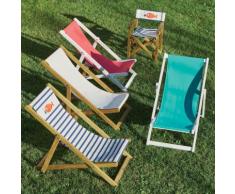Chaise de casting pliable pour enfant motif marinière Blanc, Bleu, Naturelle