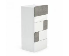 Chiffonnier 5 tiroirs blanc laqué et coloris béton Blanc, Gris