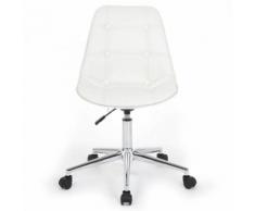 Chaise de bureau dactylo à roulettes en polyuréthane blanc Blanc