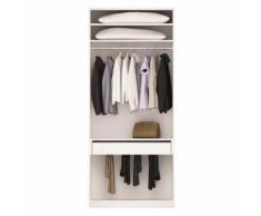 Penderie 100cm avec 3 étagères, 1 tringle et 1 porte-pantalons Blanc