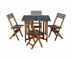 Turin Salon de jardin pliant en acacia (4 places) Alinea