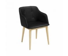 Cork Chaise capitonnée avec accoudoirs simili cuir noir Alinea Noir