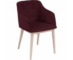 Chaise capitonnée avec accoudoirs bordeaux Rouge