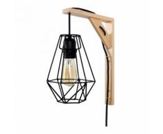 Applique murale en bois et métal forme équerre H30cm Noir, Naturelle