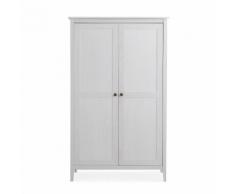 Armoire blanche en pin massif 2 portes battantes Blanc