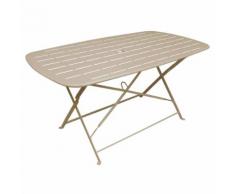 Mathew Table de jardin pliante taupe en acier (4 à 6 places) Alinea