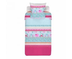 Housse de couette enfant et 1 taie d'oreiller Bleu, Rose