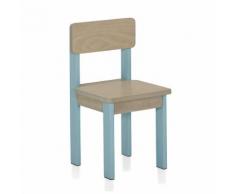 Chaise d'enfant en acacia (pieds bleus) Bleu