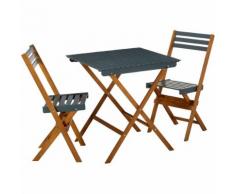 Balcony Salon de jardin pliant gris en acacia (2 places) Alinea