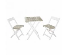 Salon de jardin pliant taupe en acacia (2 places) Taupe