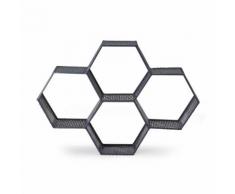 Étagère murale grise en métal 4 cases (L63,5xh44,5xP12,5cm) Gris