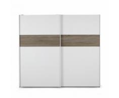 Armoire à 2 portes coulissantes Blanc, Beige