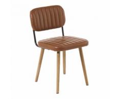 Chaise rétro capitonnée coloris camel Marron