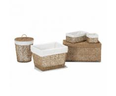 Panier à linge en corde et fer à couvercle D45.5xH53cm Naturelle