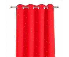 Rideau occultant rouge motifs étoiles 140x240cm pour enfant Rouge