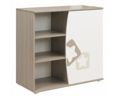 Commode 1 porte et 2 tablettes Blanc, Gris