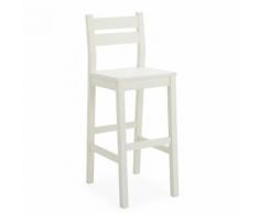 Chaise de bar en bois teinté blanc écru Blanc