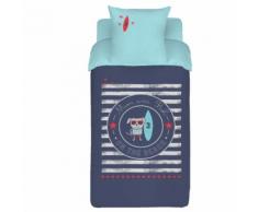 Housse de couette enfant et 1 taie d'oreiller Blanc, Bleu, Rouge