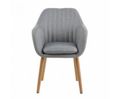 Chaise capitonnée avec accoudoirs gris clair Gris