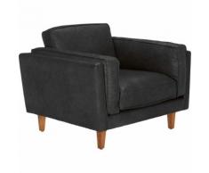 Fauteuil en cuir de vachette noir Noir
