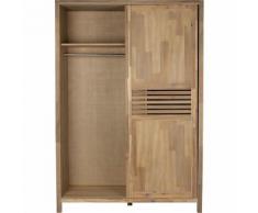 Armoire en acacia massif 2 portes coulissantes Naturelle
