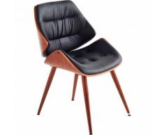 Chaise rétro capitonnée en simili cuir Noir
