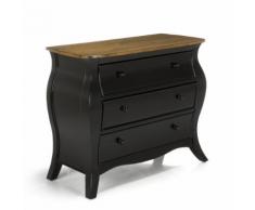 Commode romantique noire 3 tiroirs Noir, Naturelle