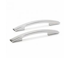 Lot de 2 poignées chromées pour meuble de cuisine - Entraxe 224mm