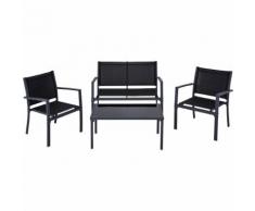 Sully Salon de jardin noir en acier (4 places) Alinea