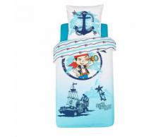 Housse de couette enfant et 1 taie d'oreiller Blanc, Bleu