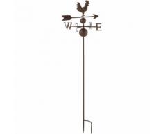 Pique girouette de jardin en métal rouillé H125xL38xP32cm Marron