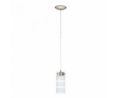 Suspension LED 1 lumière en verre et acier H110cm