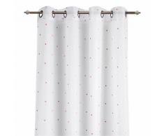 Voilage blanc motifs pois roses 140x240cm pour enfant Rose