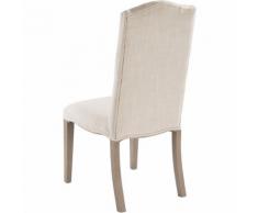 Chaise capitonnée en tissu écru Beige