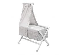 Cambrass Petit Berceau Pieds X en Bois + Ciel de Lit Star Gris 55 X 87 X 74 cm