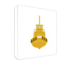 Feel Good Art Diamant poli Illustration Nursery Symboliquement/Decor Bloc pour le transport dun enfant (14,8 x 21 x 2 cm, Grande Taille, jaune sur blanc, jouet bateau)