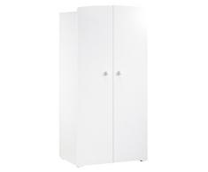 BABY PRICE New Basic Armoire Chambre Bébé 2 Portes avec Bouton Boule Blanc