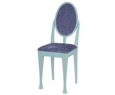 High Street Design Bleu Lot de 4 chaises de salle à manger avec pieds Nuovo et coussins en tissu violet